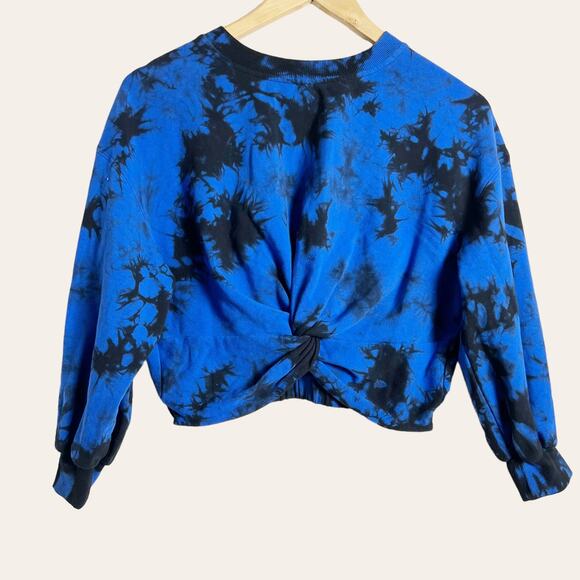 Alice + Olivia Ansley Blue Black Tie Dye Crewneck Pullover Sweater Size S - Picture 2 of 9